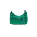 Prada Satin Crystal Re-Edition 2005 Green Shoulder Bag