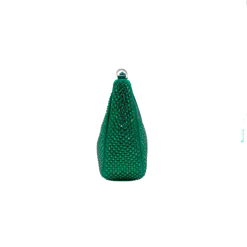 Prada Satin Crystal Re-Edition 2005 Green Shoulder Bag