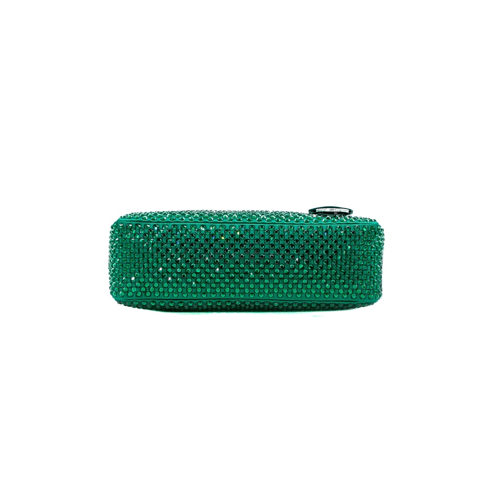Prada Satin Crystal Re-Edition 2005 Green Shoulder Bag