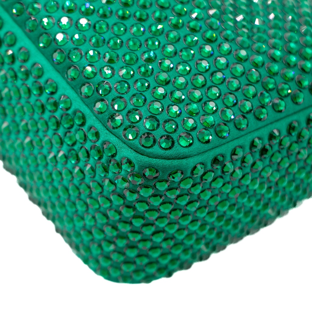 Prada Satin Crystal Re-Edition 2005 Green Shoulder Bag