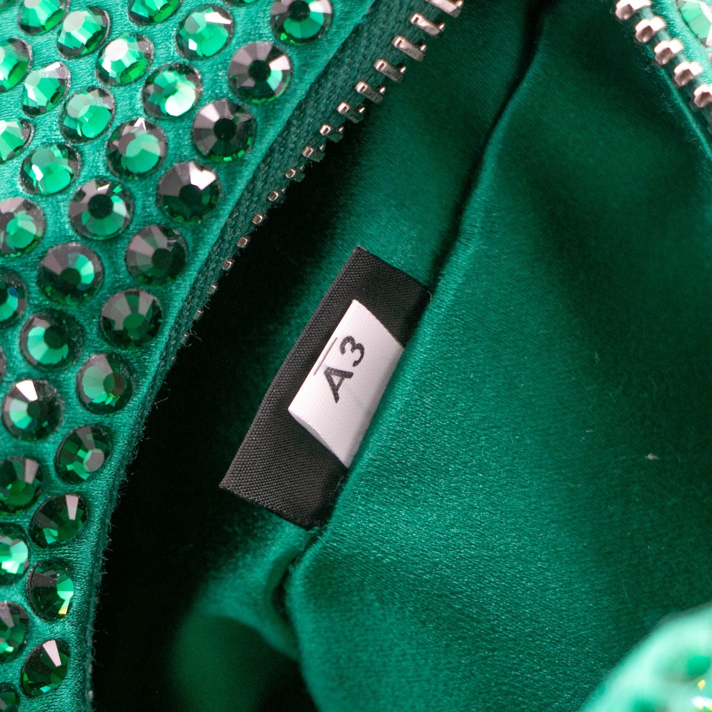 Prada Satin Crystal Re-Edition 2005 Green Shoulder Bag