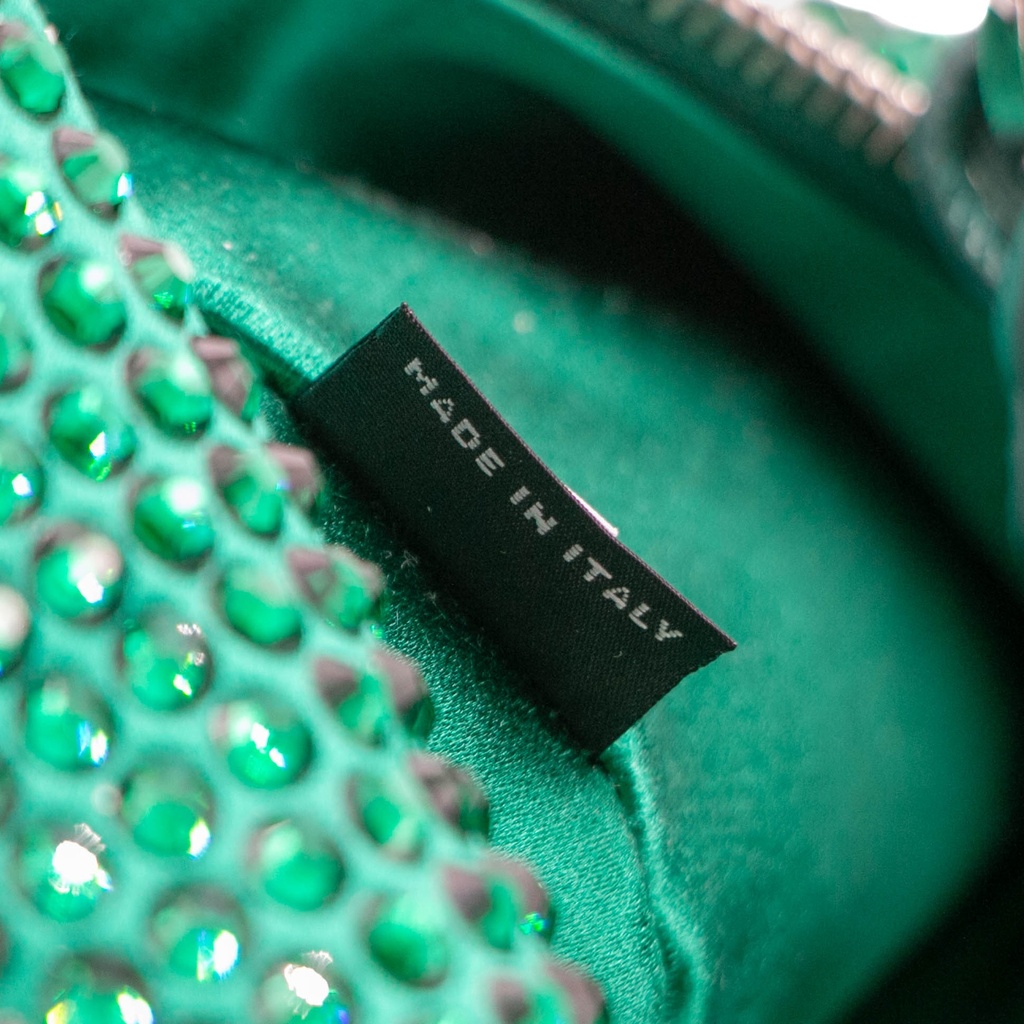 Prada Satin Crystal Re-Edition 2005 Green Shoulder Bag