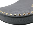 Valentino Garavani Rockstud Mini Moon Leather Bag Black
