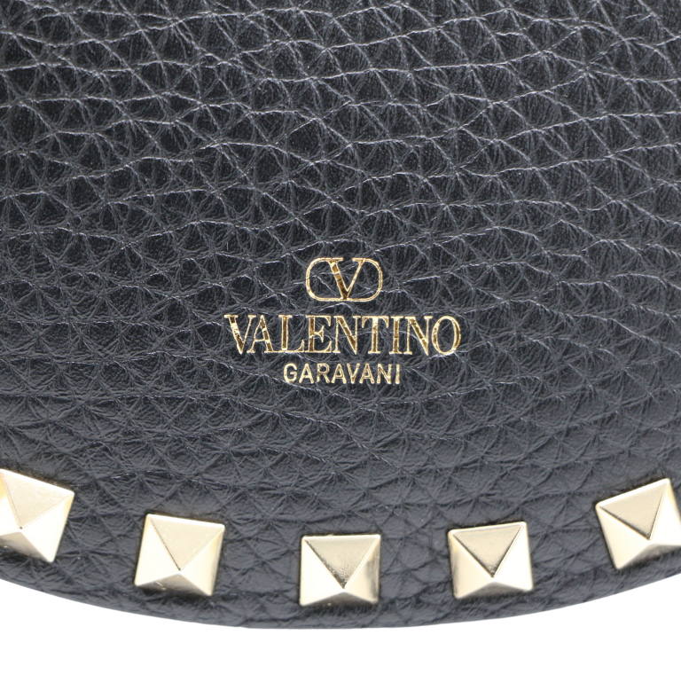 Valentino Garavani Rockstud Mini Moon Leather Bag Black