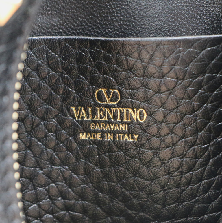 Valentino Garavani Rockstud Mini Moon Leather Bag Black