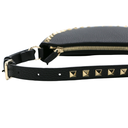 Valentino Garavani Rockstud Mini Moon Leather Bag Black