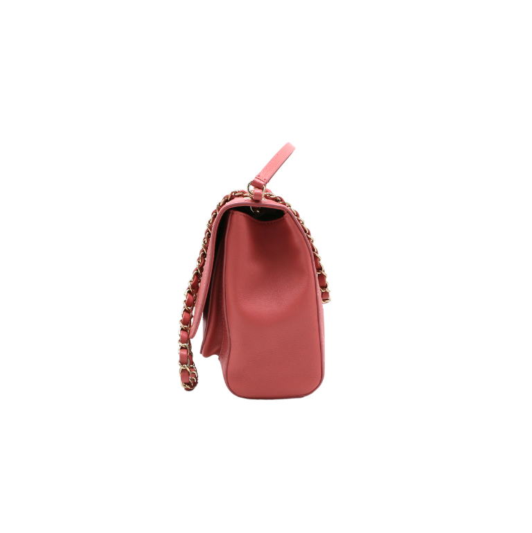 Chanel Calfskin Stitched Small Flap Bag Pink