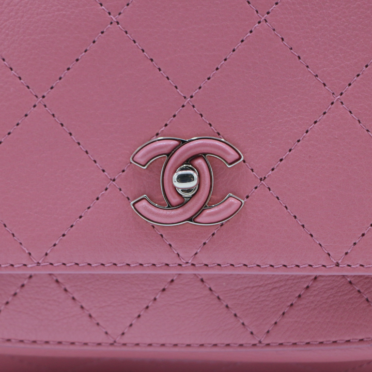 Chanel Calfskin Stitched Small Flap Bag Pink