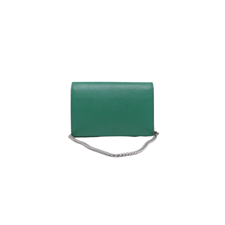 Gucci Calfskin Mini Dionysus Chain Wallet Green Emerald