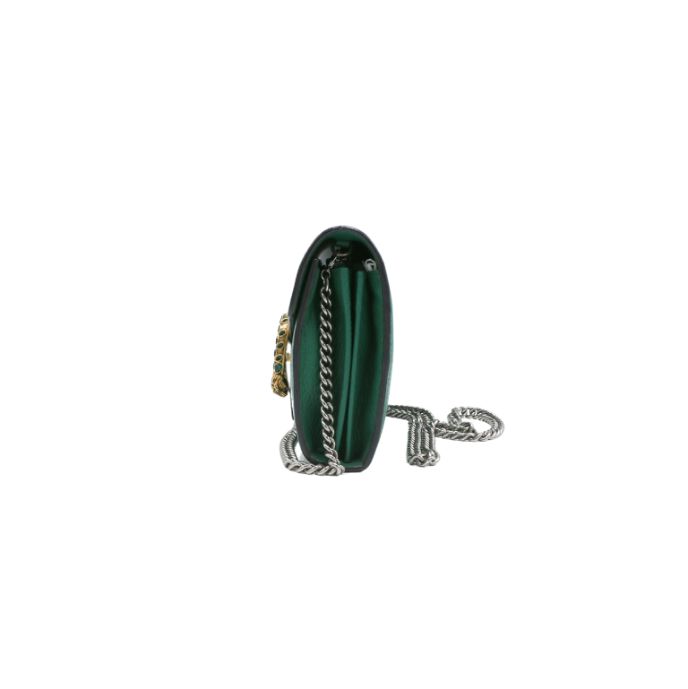 Gucci Calfskin Mini Dionysus Chain Wallet Green Emerald