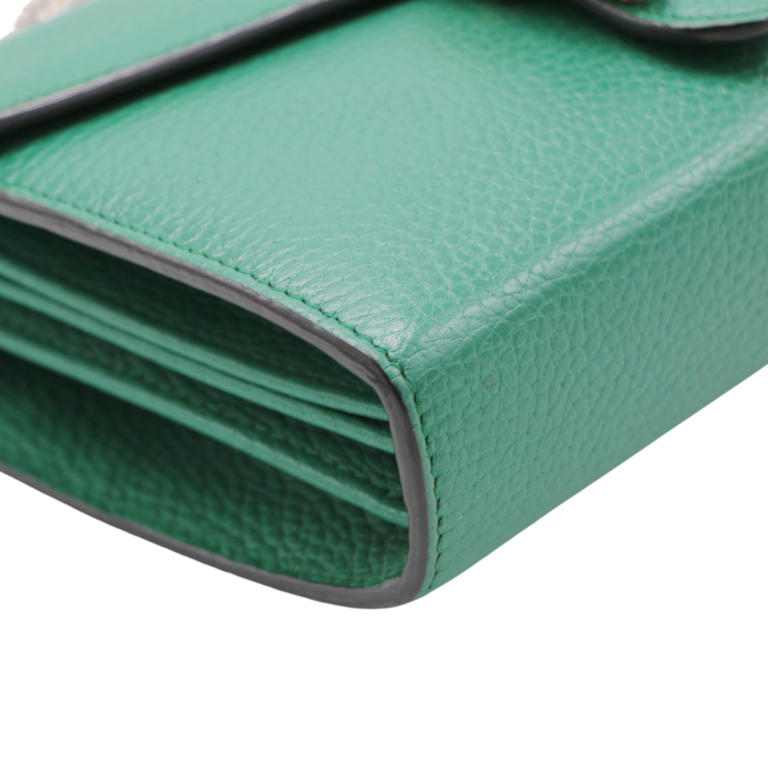 Gucci Calfskin Mini Dionysus Chain Wallet Green Emerald