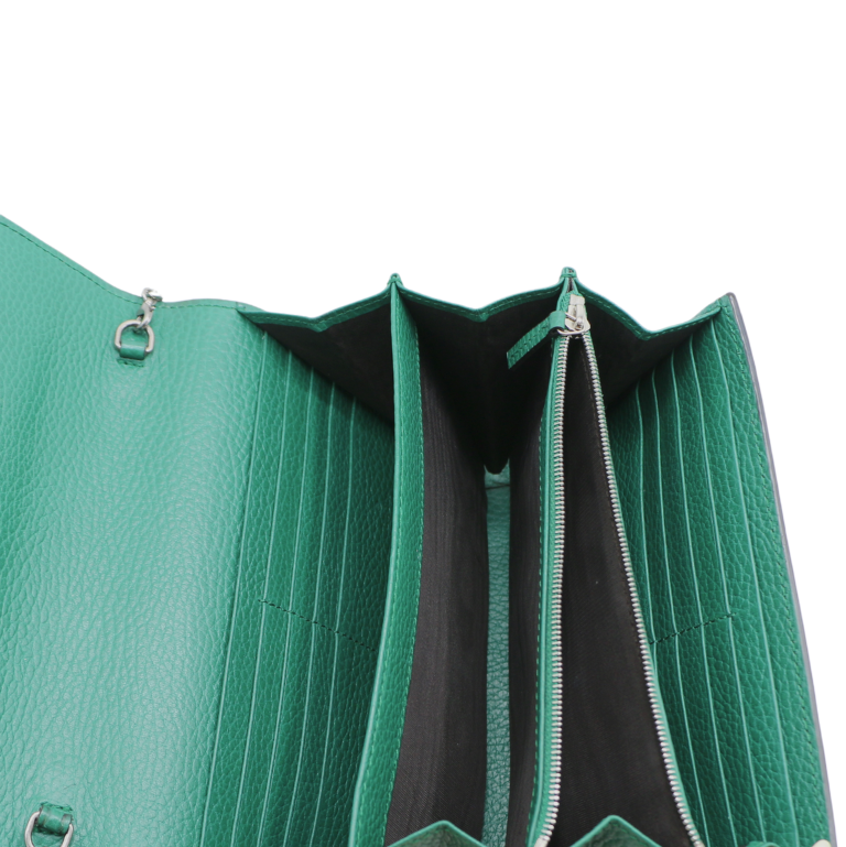 Gucci Calfskin Mini Dionysus Chain Wallet Green Emerald