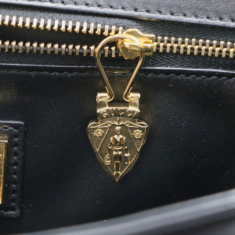 Gucci Leather Equestrian Crossbody Black 740988