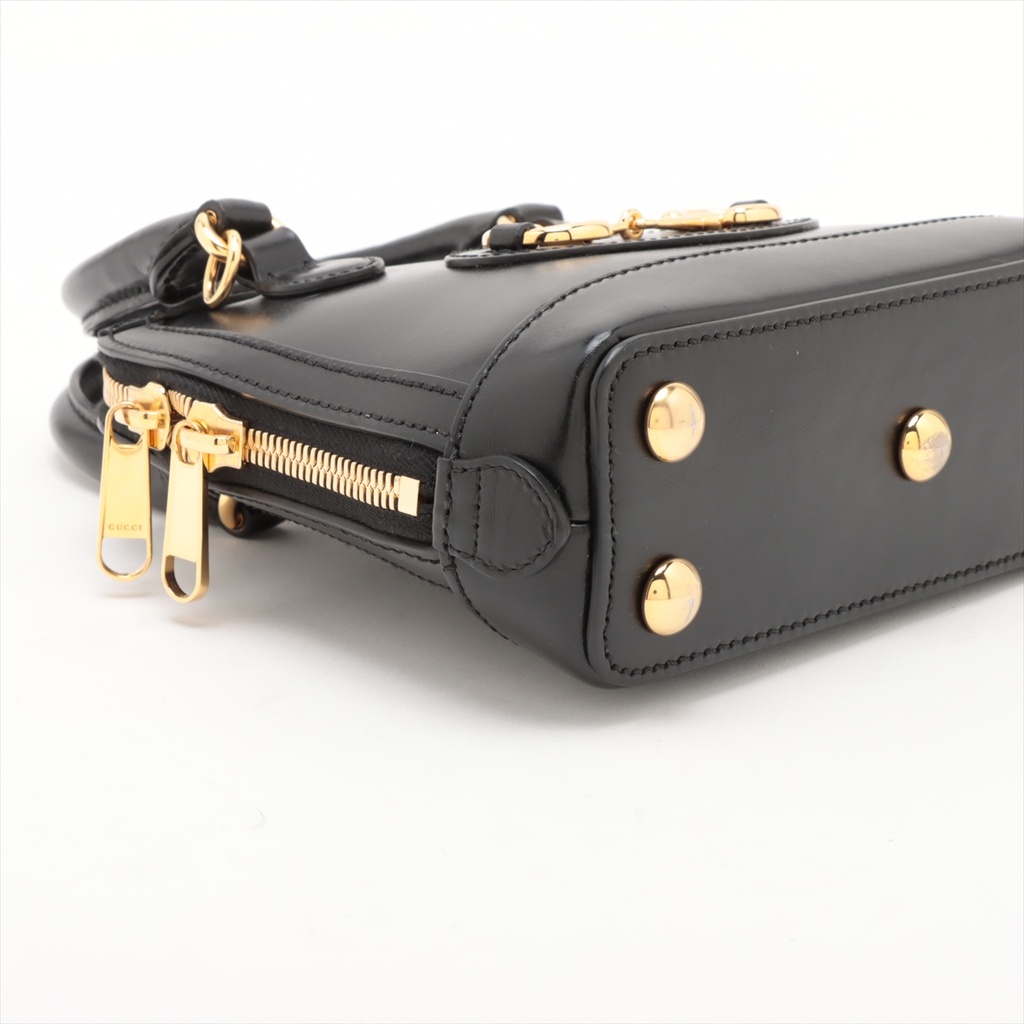 Gucci Calfskin Mini Horsebit 1955 Top Handle Bag Black 640716