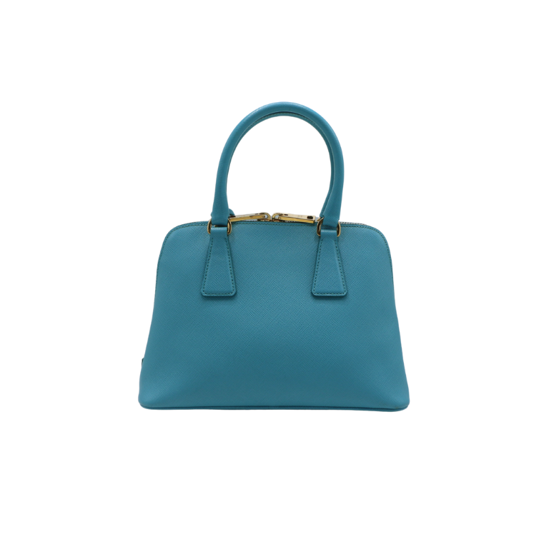 Prada Saffiano Lux Mini Promenade Tote Turchese