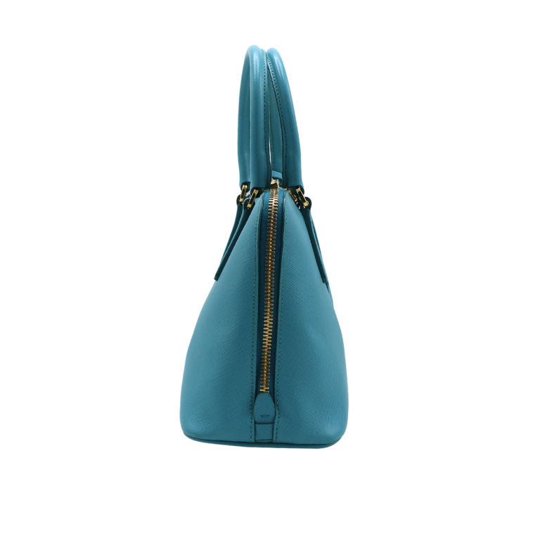 Prada Saffiano Lux Mini Promenade Tote Turchese