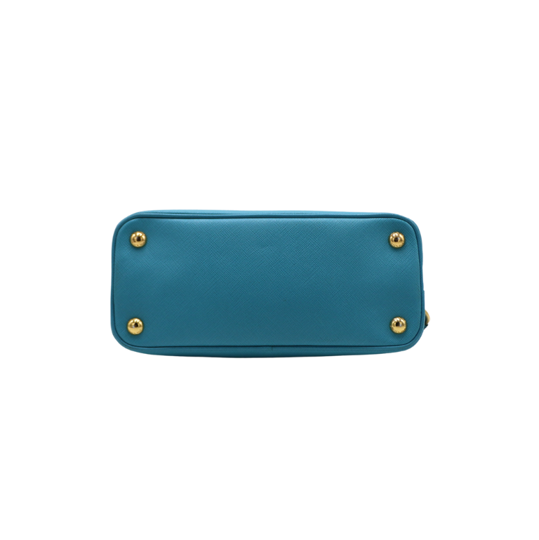 Prada Saffiano Lux Mini Promenade Tote Turchese