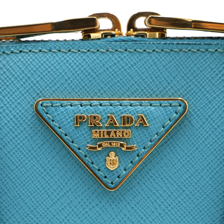 Prada Saffiano Lux Mini Promenade Tote Turchese