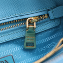 Prada Saffiano Lux Mini Promenade Tote Turchese