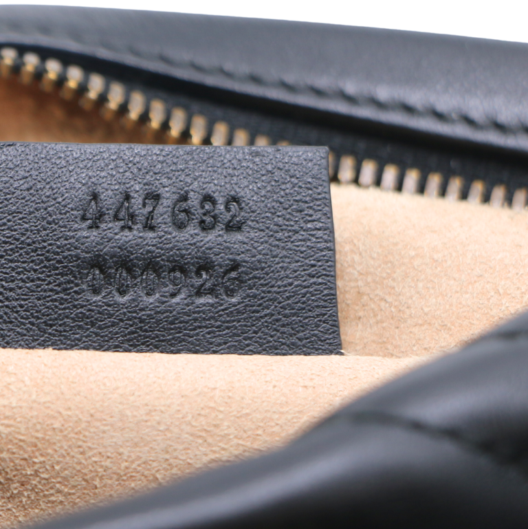 Gucci Calfskin Matelasse Small GG Marmont Chain Shoulder Bag Black 447632