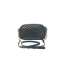 Gucci Calfskin Matelasse Small GG Marmont Chain Shoulder Bag Black 447632