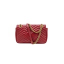 Gucci Calfskin Matelasse Small GG Marmont Shoulder Bag Red 443497