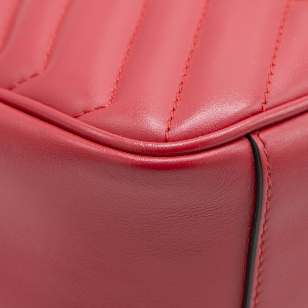 Gucci Calfskin Matelasse Small GG Marmont Shoulder Bag Red 443497