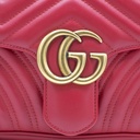 Gucci Calfskin Matelasse Small GG Marmont Shoulder Bag Red 443497