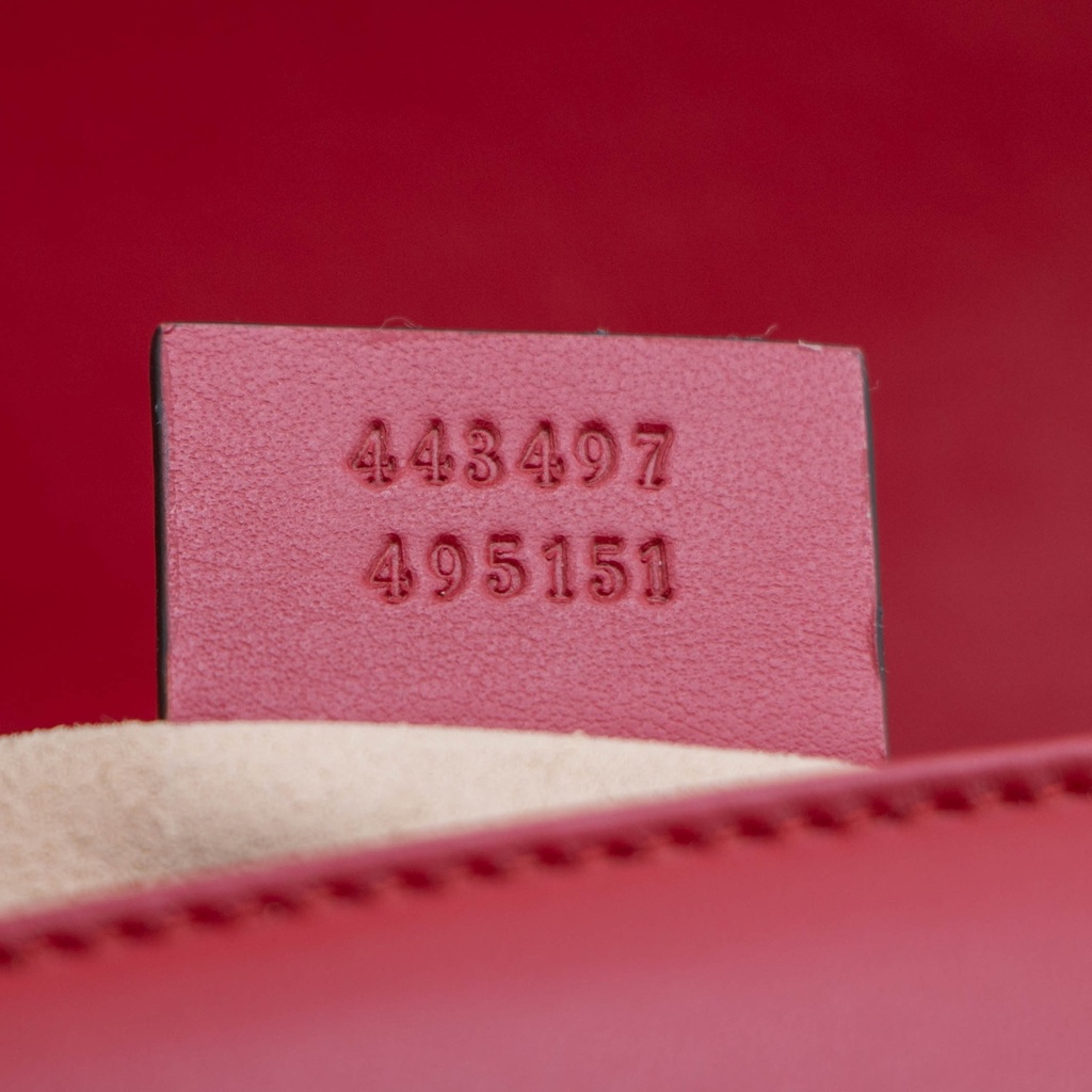Gucci Calfskin Matelasse Small GG Marmont Shoulder Bag Red 443497