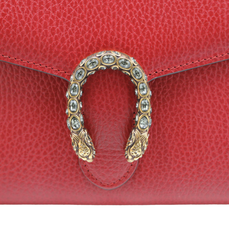 Gucci Calfskin Mini Dionysus Wallet on Chain Red 401231