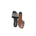 Christian Dior Dway Slide Deep Blue Embroidered Cotton In Size 39