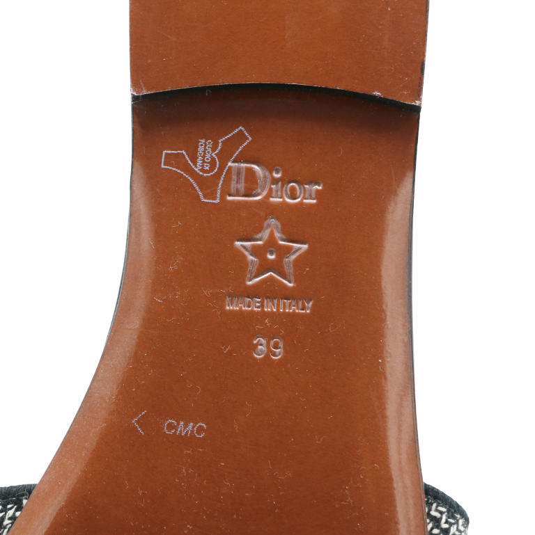 Christian Dior Dway Slide Deep Blue Embroidered Cotton In Size 39