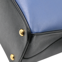 Prada Saffiano Lux Bi-Color Medium Tote Bluette Black