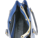 Prada Saffiano Lux Bi-Color Medium Tote Bluette Black