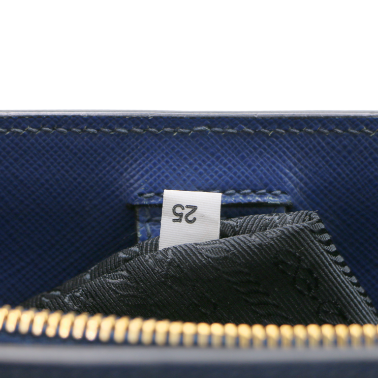 Prada Saffiano Lux Bi-Color Medium Tote Bluette Black
