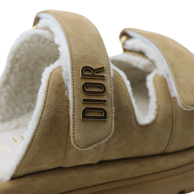 Christian Dior Dioract Sandal Beige Slide Goatskin In Size 41