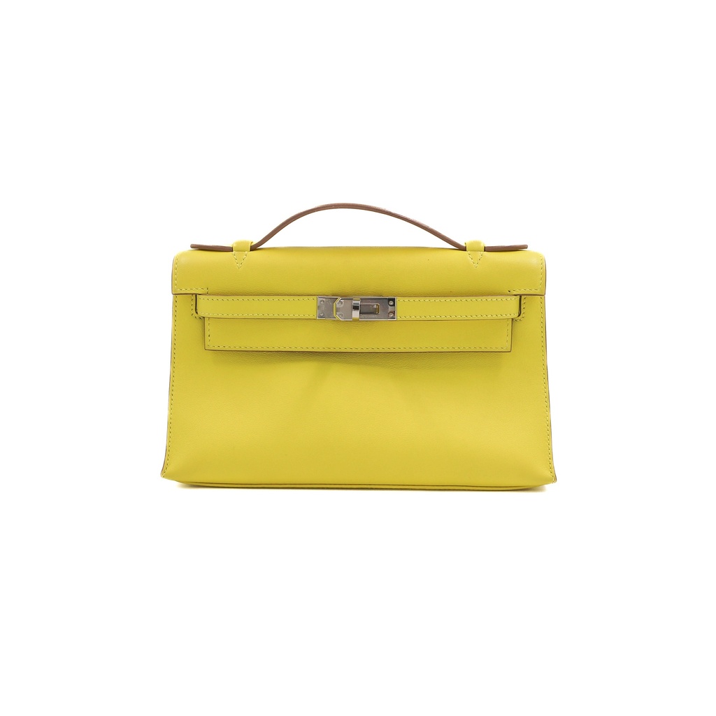 Hermes Swift Kelly Pochette Clutch Lime Like New Full Set