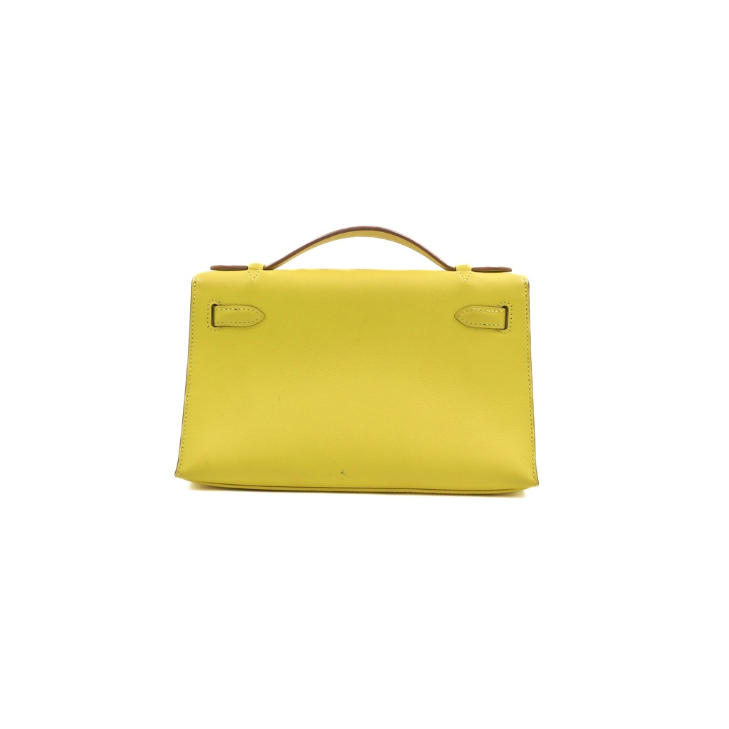 Hermes Swift Kelly Pochette Clutch Lime Like New Full Set