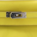 Hermes Swift Kelly Pochette Clutch Lime Like New Full Set