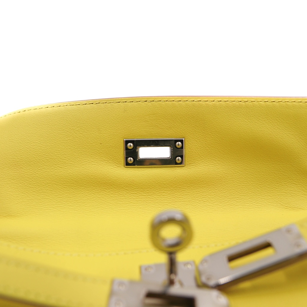 Hermes Swift Kelly Pochette Clutch Lime Like New Full Set