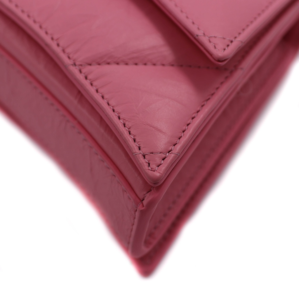 Balenciaga Crushed Calfskin Quilted Small Crush Chain Bag Sweet Pink