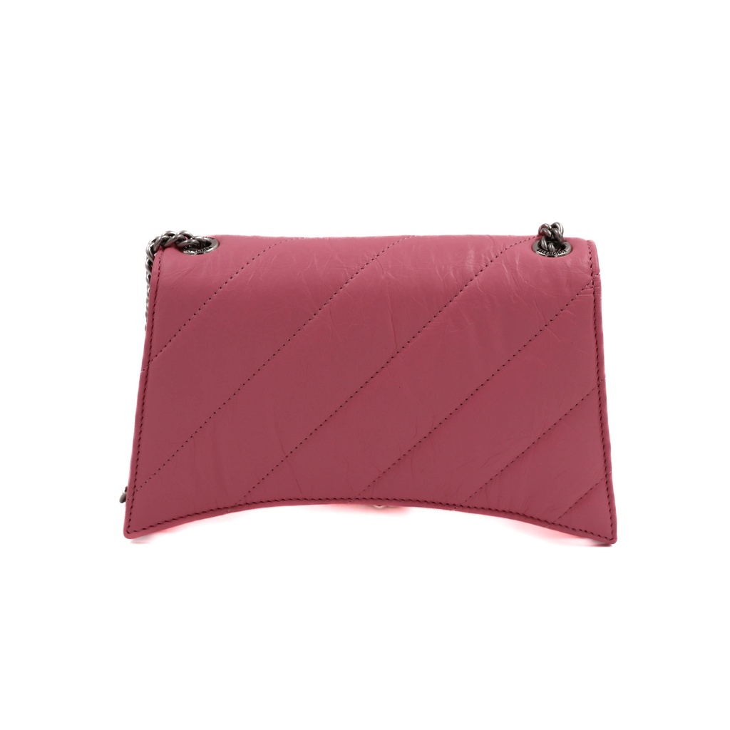 Balenciaga Crushed Calfskin Quilted Small Crush Chain Bag Sweet Pink