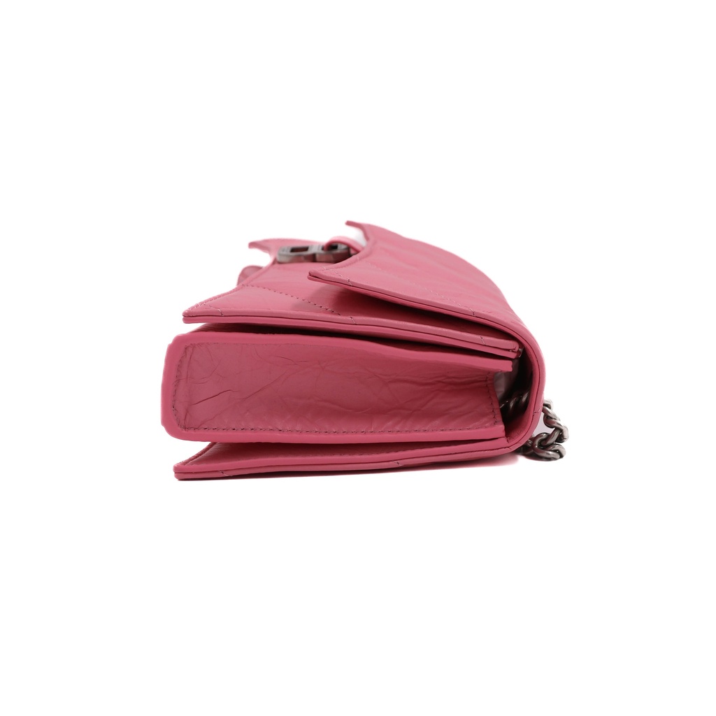 Balenciaga Crushed Calfskin Quilted Small Crush Chain Bag Sweet Pink