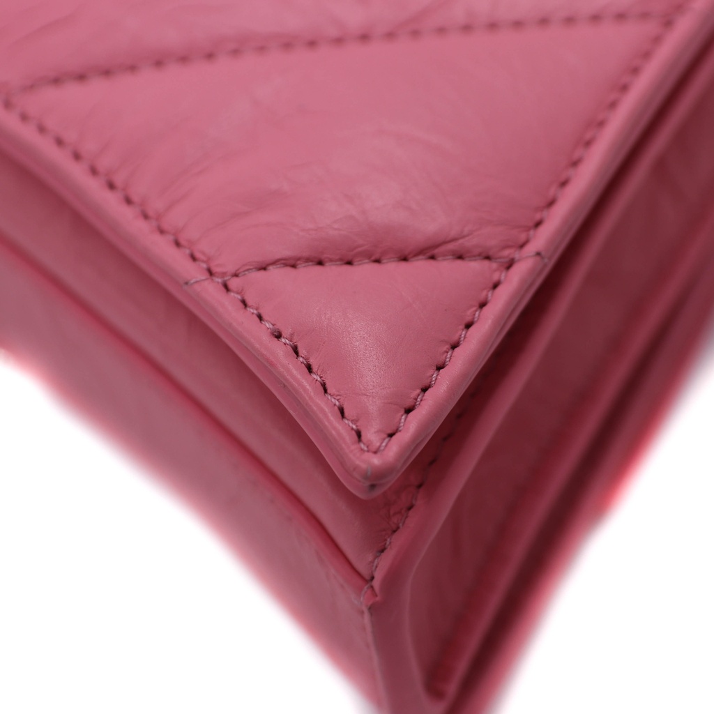 Balenciaga Crushed Calfskin Quilted Small Crush Chain Bag Sweet Pink