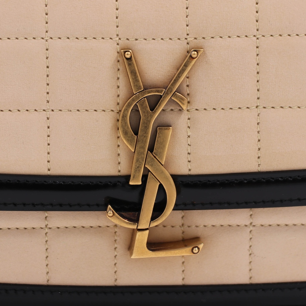 Saint Laurent Suede Quilted Monogram Small Solferino Satchel Burro Black
