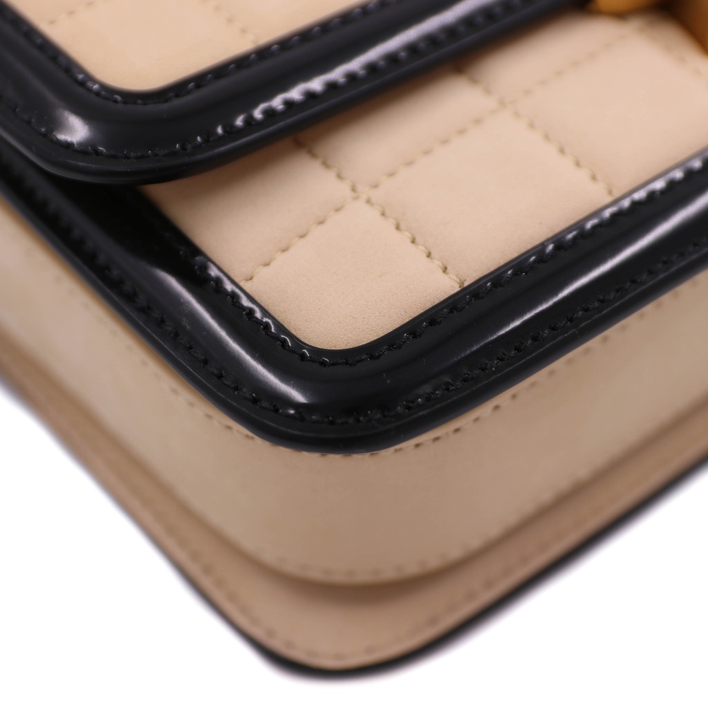 Saint Laurent Suede Quilted Monogram Small Solferino Satchel Burro Black