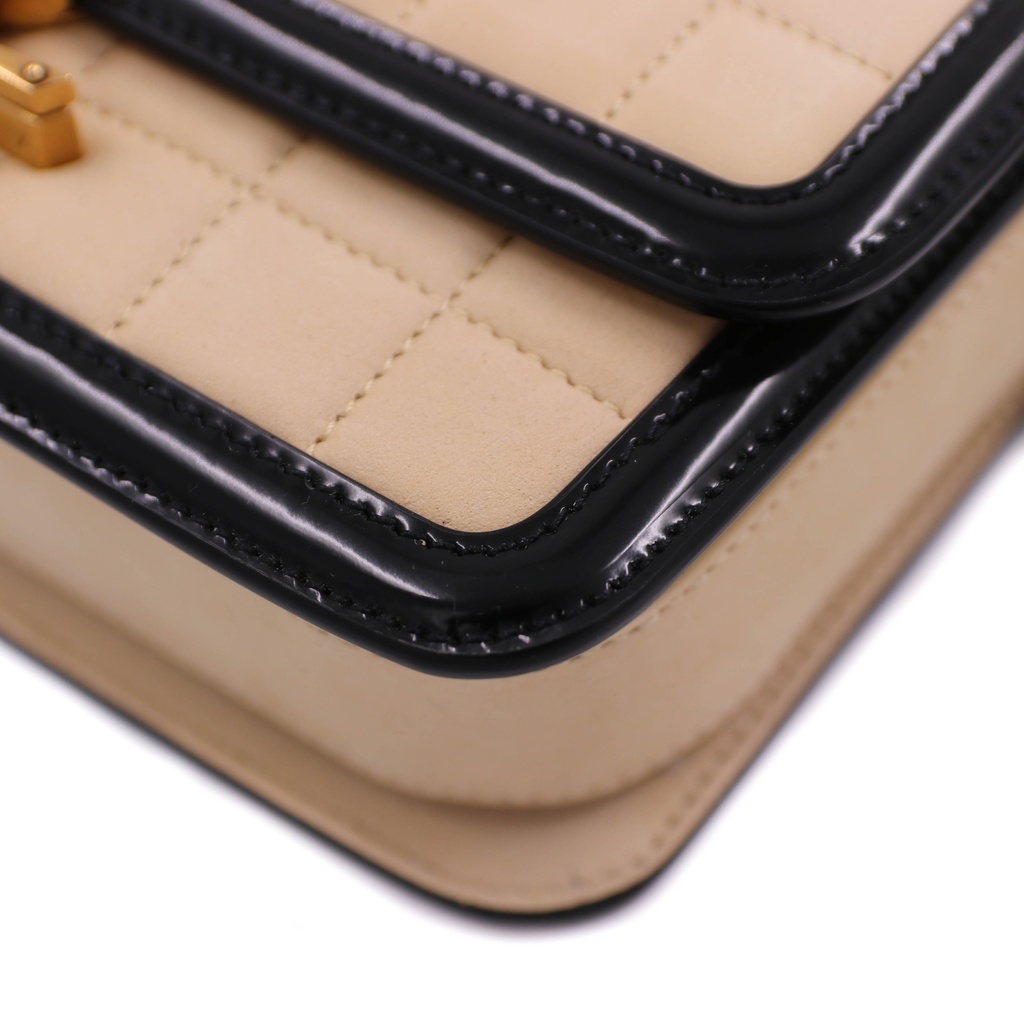 Saint Laurent Suede Quilted Monogram Small Solferino Satchel Burro Black