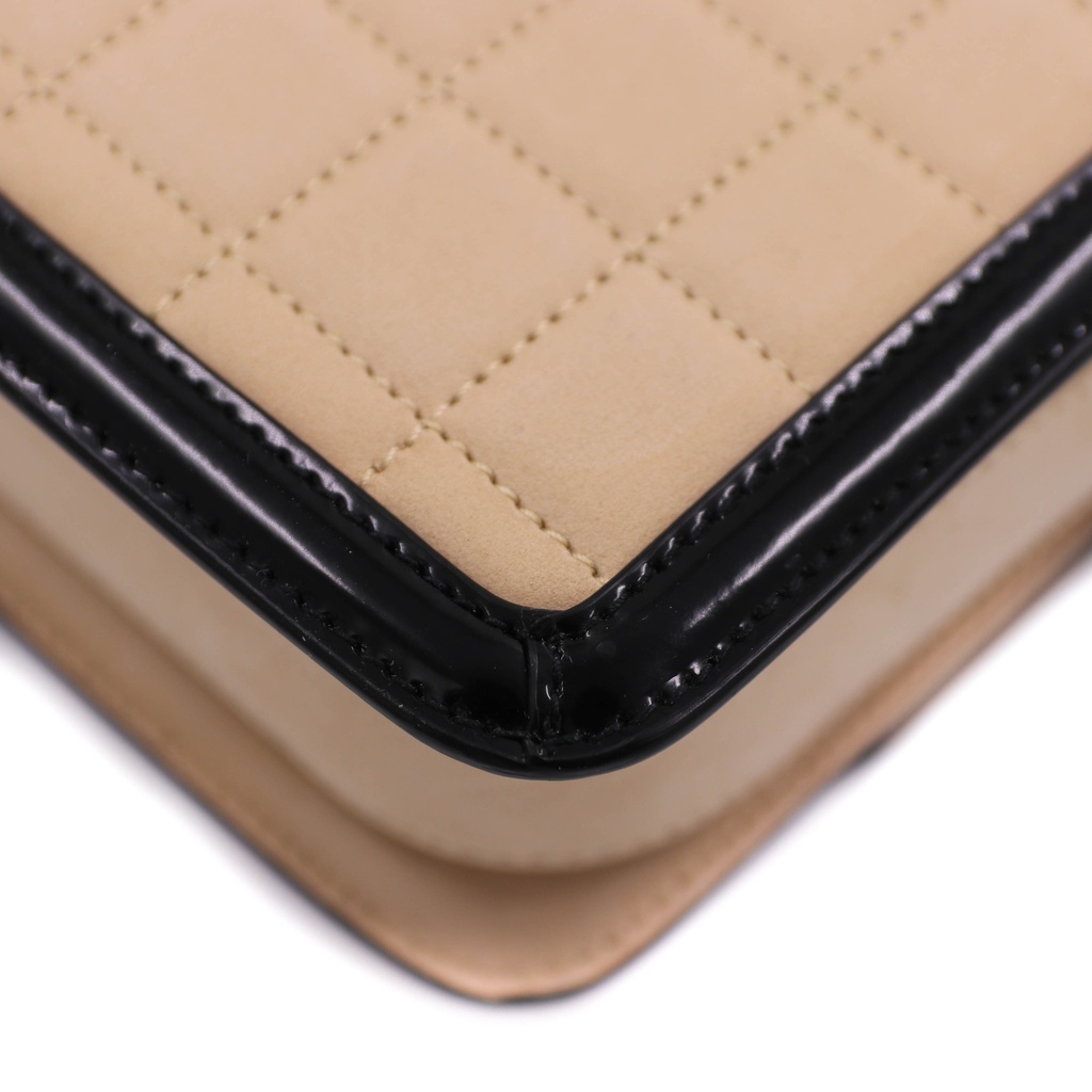 Saint Laurent Suede Quilted Monogram Small Solferino Satchel Burro Black