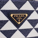 Prada Black and White Small Prada Symbole Embroidered Fabric Handbag