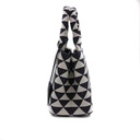 Prada Black and White Small Prada Symbole Embroidered Fabric Handbag